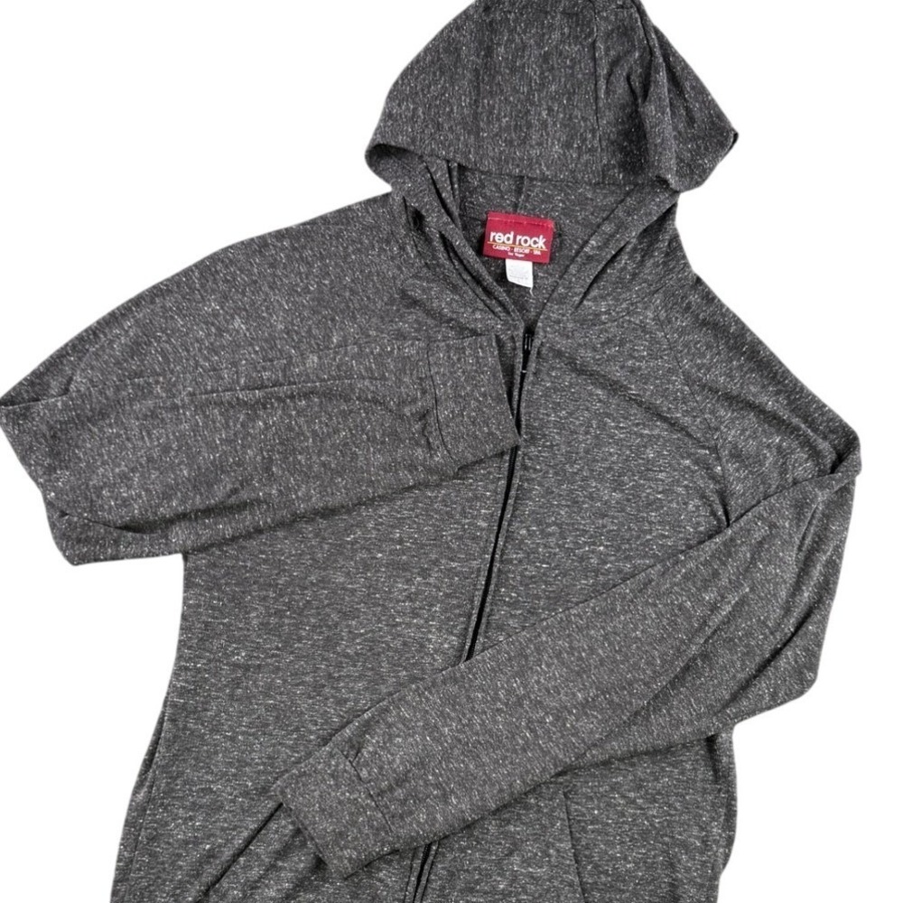 Red Rock Hoodie Women L Gray Rhinestone Graphic Full Zip Sweatshirt Athleisure